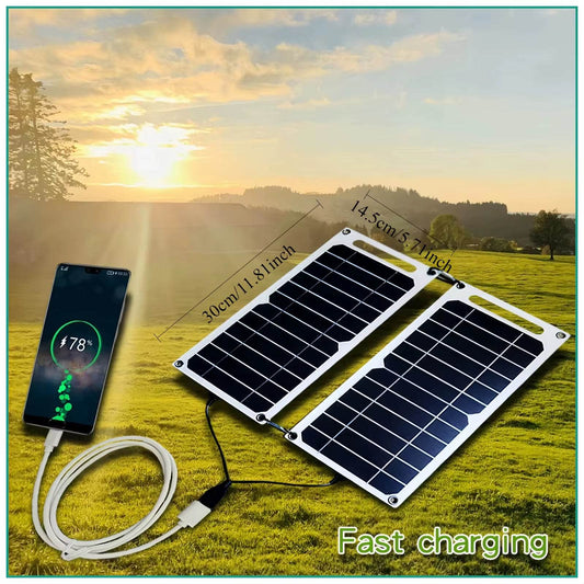 35W Waterproof Solar Panel with USB for Outdoor Hiking and Camping - Portable Battery Charger for Mobile Devices, 6.8V - InnoDeviceHub