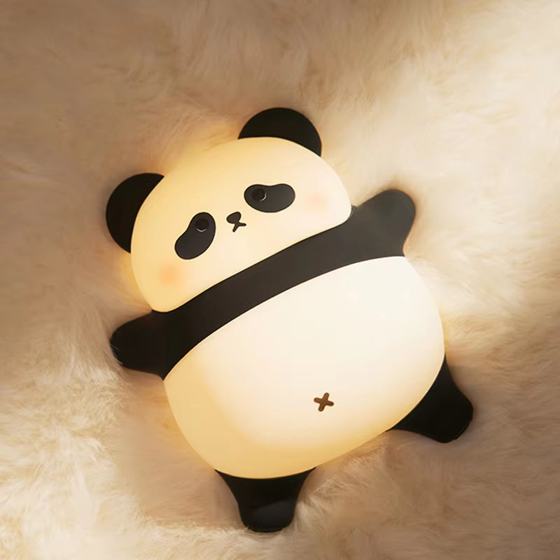 Panda LED Night Light - Adorable Silicone Touch Lamp, USB Rechargeable, with Timer Function for Bedroom Decor and Children's Gifts