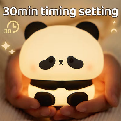 Panda LED Night Light - Adorable Silicone Touch Lamp, USB Rechargeable, with Timer Function for Bedroom Decor and Children's Gifts