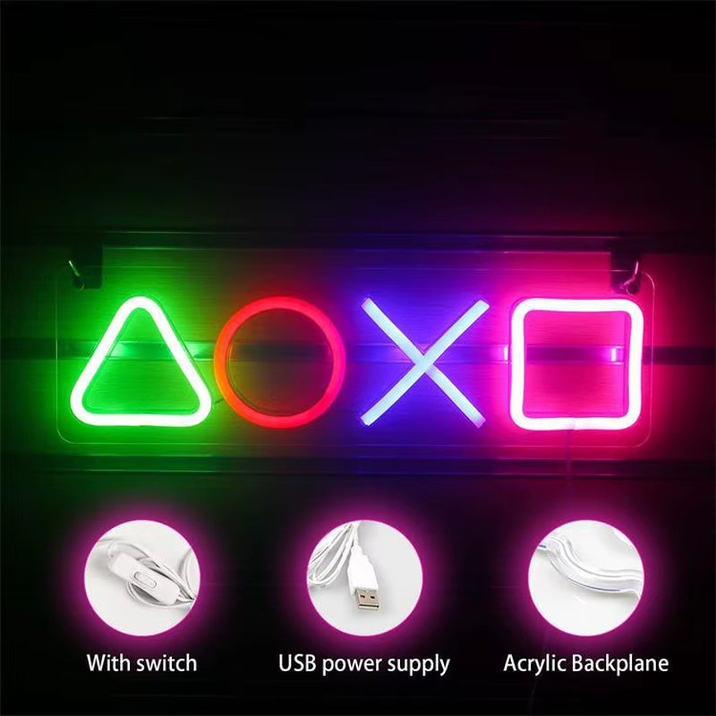 Custom Neon Game Icon Wall Light - LED Atmosphere Lamp for PlayStation, Bar, Club, and Room Decor