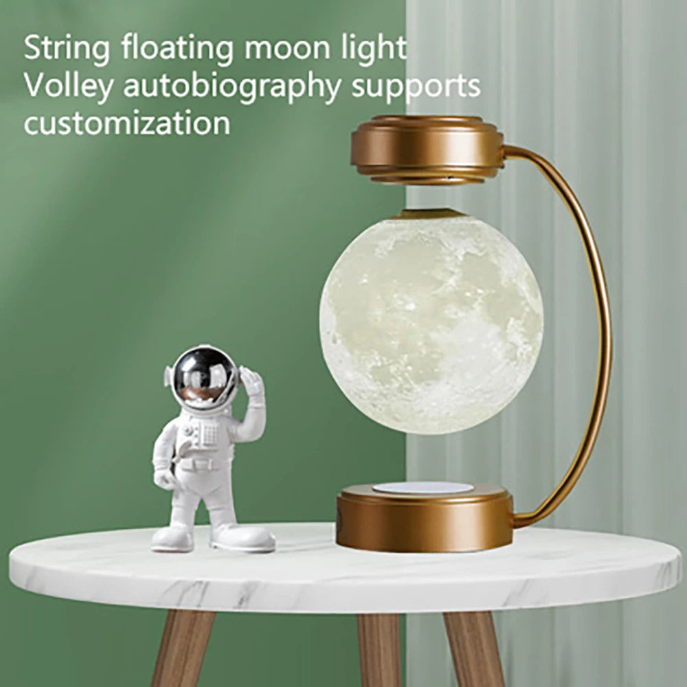 3D Magnetic Levitating Moon Lamp – Rotating LED Night Light with Three Colors