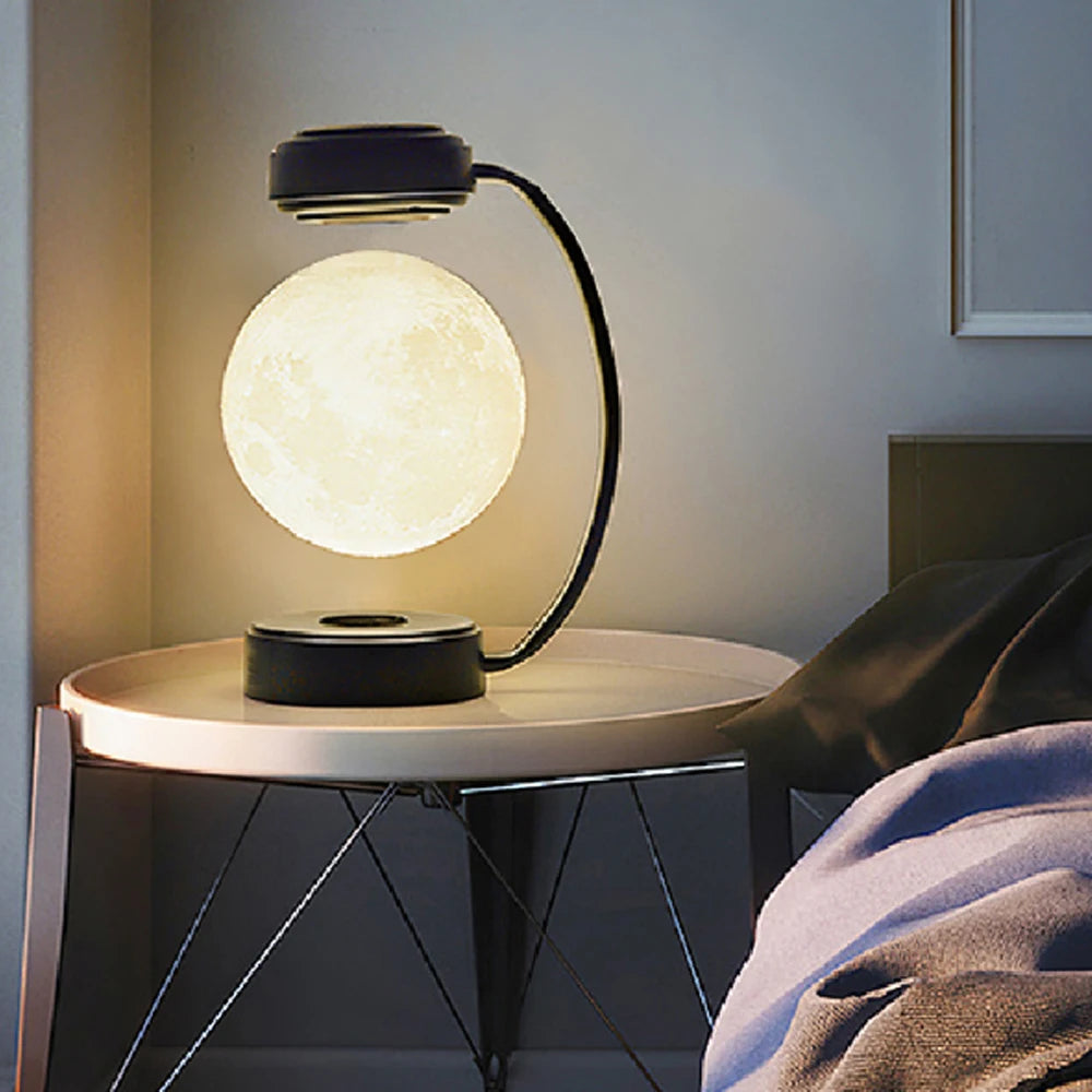 3D Magnetic Levitating Moon Lamp – Rotating LED Night Light with Three Colors