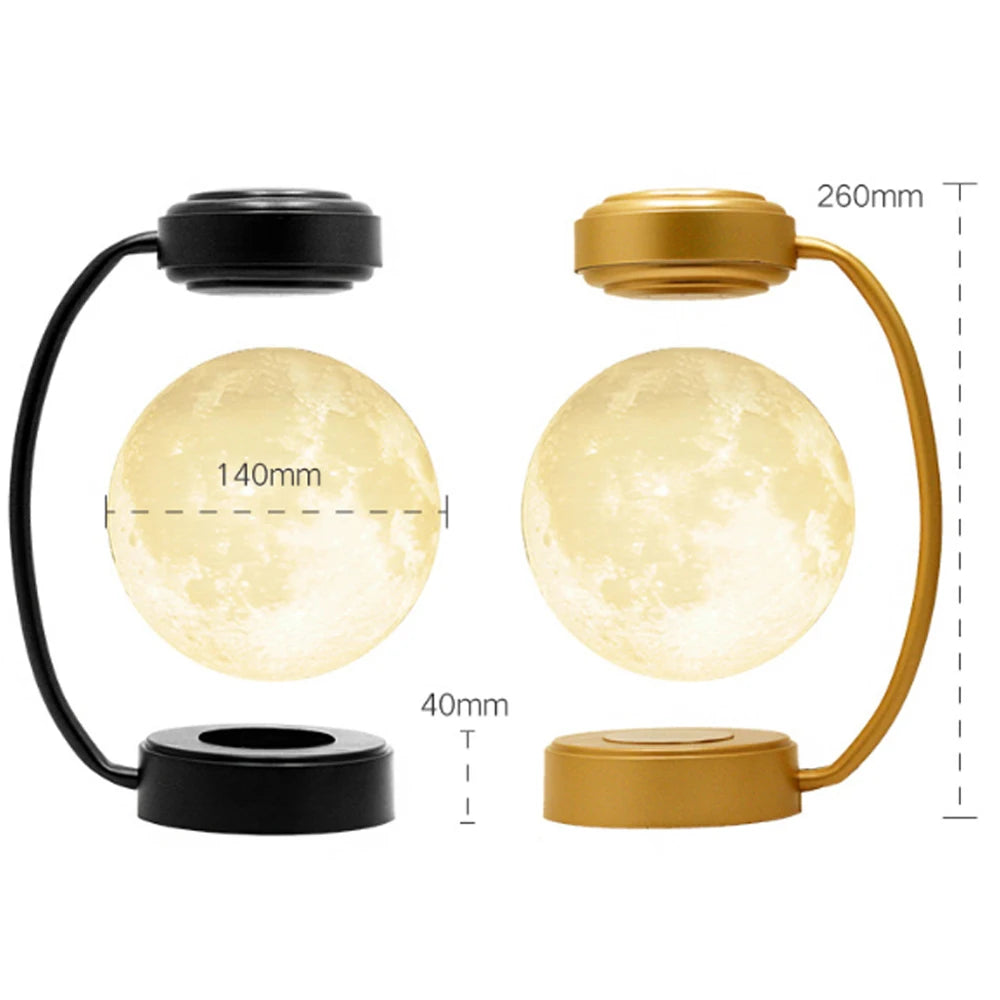 3D Magnetic Levitating Moon Lamp – Rotating LED Night Light with Three Colors