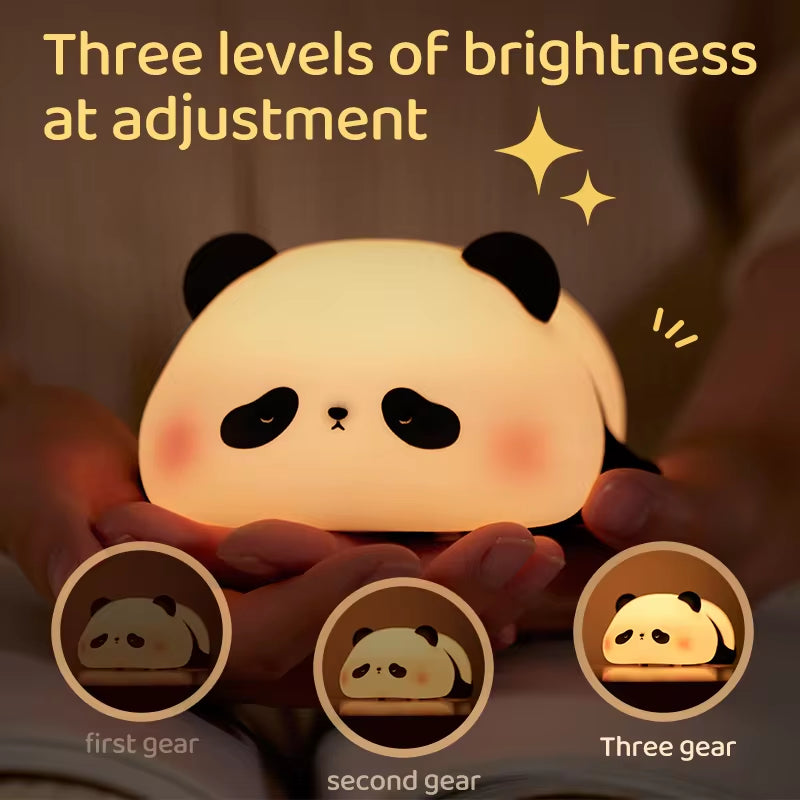 Panda LED Night Light - Adorable Silicone Touch Lamp, USB Rechargeable, with Timer Function for Bedroom Decor and Children's Gifts