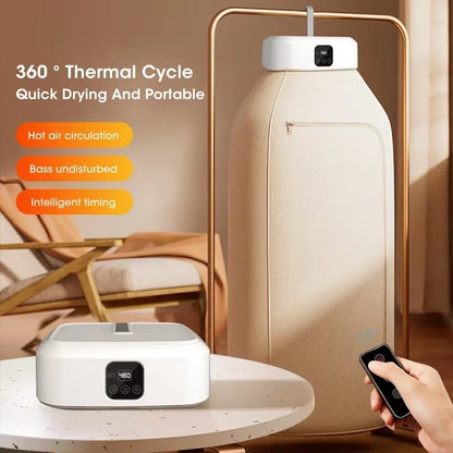 Compact Foldable Electric Mini Dryer with Intelligent Timer and Drying Bag for Efficient Travel and Home Use