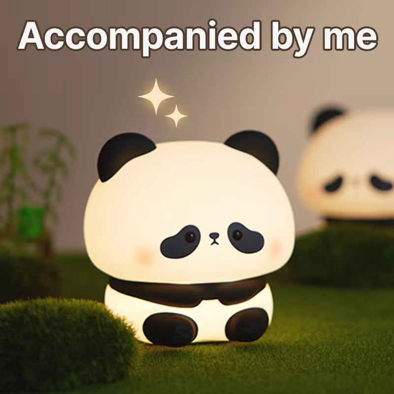 Panda LED Night Light - Adorable Silicone Touch Lamp, USB Rechargeable, with Timer Function for Bedroom Decor and Children's Gifts