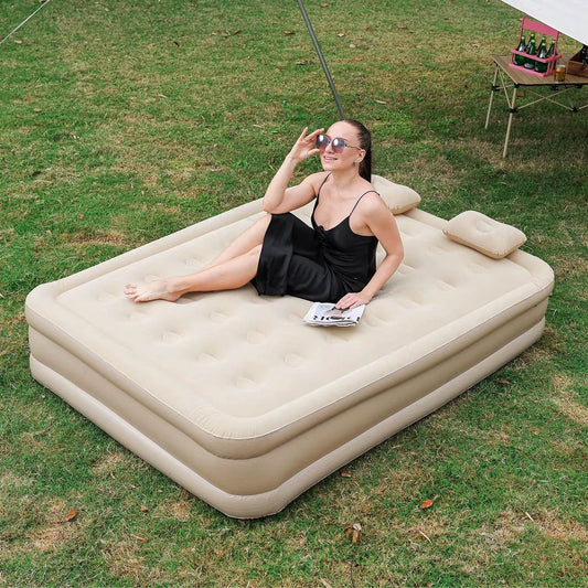 Luxury Inflatable Air Mattress – 2-Person Glamping Sleeping Mat with Built-in Pump - InnoDeviceHub