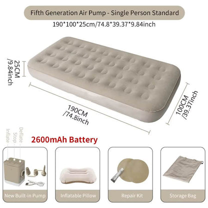 Luxury Inflatable Air Mattress – 2-Person Glamping Sleeping Mat with Built-in Pump - InnoDeviceHub
