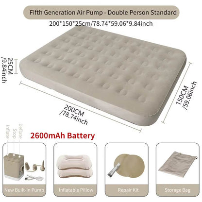 Luxury Inflatable Air Mattress – 2-Person Glamping Sleeping Mat with Built-in Pump - InnoDeviceHub