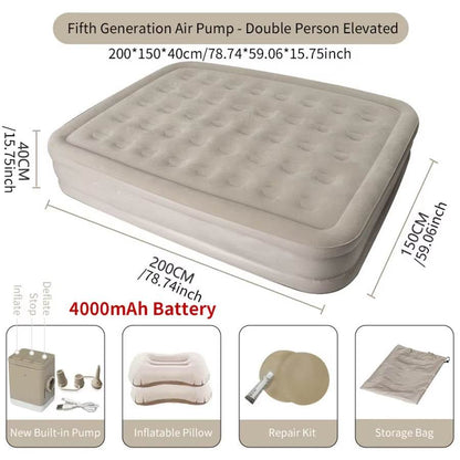 Luxury Inflatable Air Mattress – 2-Person Glamping Sleeping Mat with Built-in Pump - InnoDeviceHub