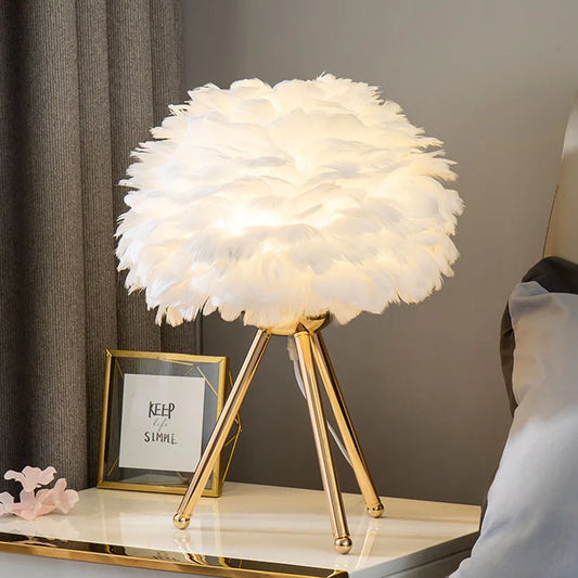 Modern Feather LED Table Lamp – Elegant Bedside & Decorative Lighting