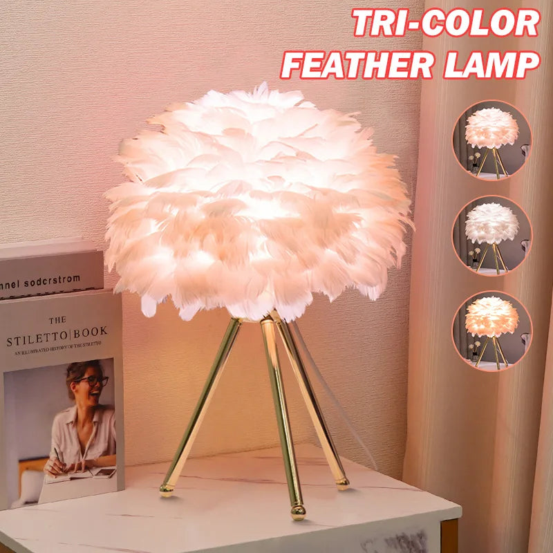 Modern Feather LED Table Lamp – Elegant Bedside & Decorative Lighting