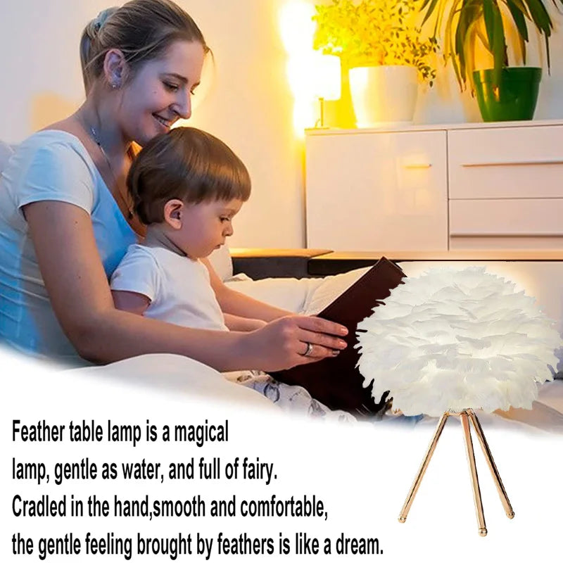 Modern Feather LED Table Lamp – Elegant Bedside & Decorative Lighting