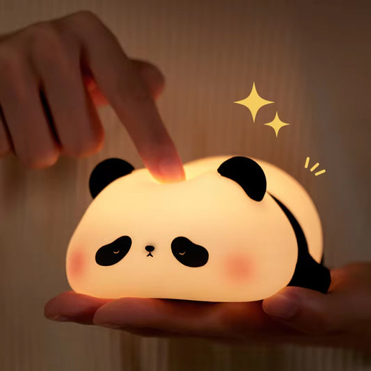 Panda LED Night Light - Adorable Silicone Touch Lamp, USB Rechargeable, with Timer Function for Bedroom Decor and Children's Gifts