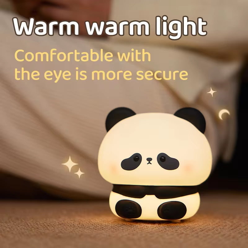 Panda LED Night Light - Adorable Silicone Touch Lamp, USB Rechargeable, with Timer Function for Bedroom Decor and Children's Gifts